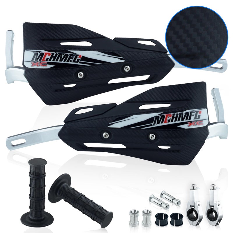 MCHMFG Dirt Bike Handguards with Grips - 7/8"" and 1 1/8"" Motorcycle Hand Guards for ATV - Universal Handguards Bracket for Off Road Motorcross Black - Image 1